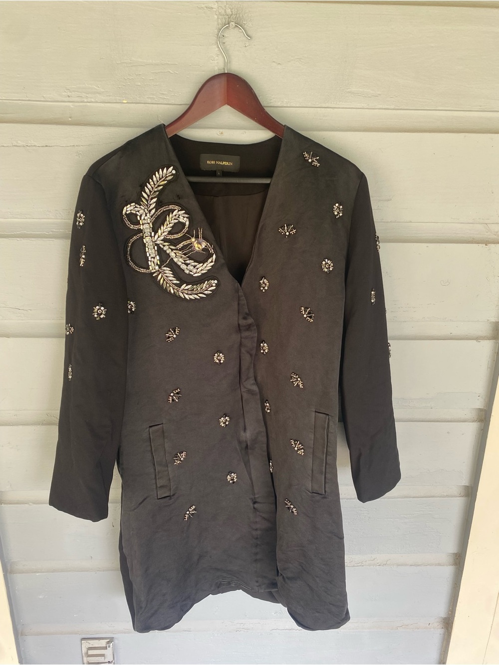 Kobi Halperin Embellished Black Long Jacket Large